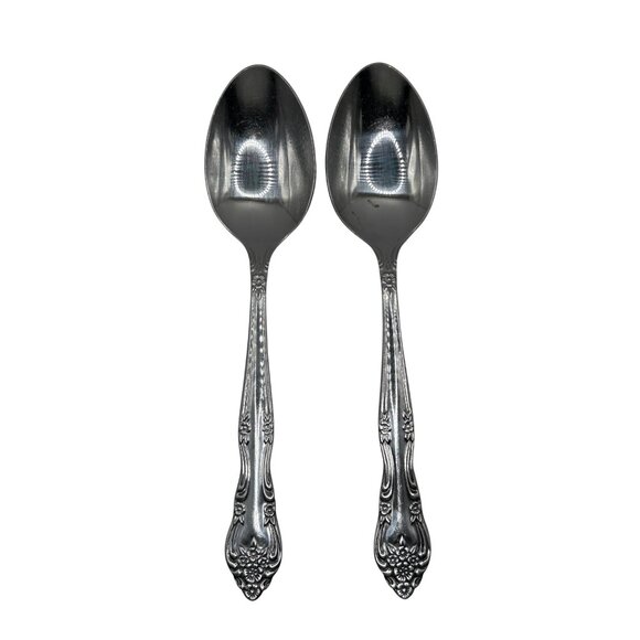 Stanley Roberts Dream Rose Stainless Steel tea Spoons 2 Glossy Finish Discontinu - Picture 3 of 4